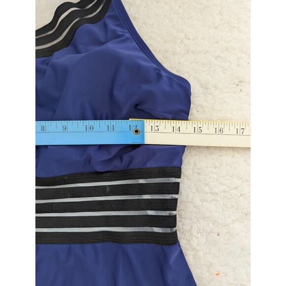 Cupshe Womens One Piece Swimsuit Size Large Blue Sheer One Shoulder - Picture 2 of 11